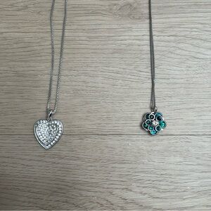 Diamond Heart Necklace & Flower Necklace